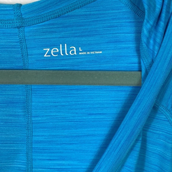 Zella Activewear Blue Scoop Neck Long Sleeve Kangaroo Pocket Hoodie Large - Picture 3 of 8